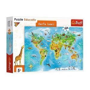 Puzzle Educational: Harta Lumii, 104 piese imagine