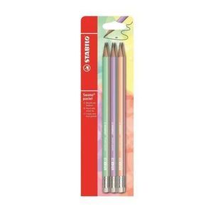 Set creioane grafit HB Stabilo, cu radiera, 6 bucati, in culori pastelate imagine