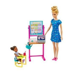 Set de joaca Barbie - Mobilier cu papusa profesoara, blonda imagine