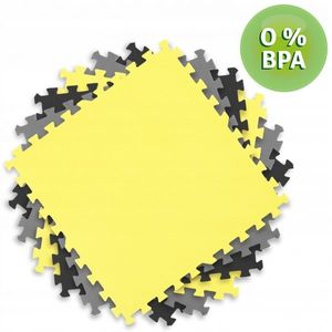 Salteluta de joaca tip puzzle 180 X 180 cm Ricokids galben gri negru imagine