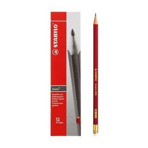 Creion grafit cu radiera Stabilo Swano 4906 HB, corp rosu imagine