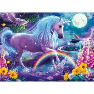 Puzzle cu sclipici unicorn, 100 piese imagine