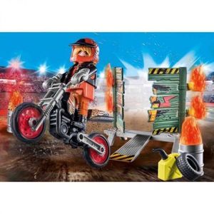 Playmobil - Set Motociclist Stuntshow Si Perete De Foc imagine