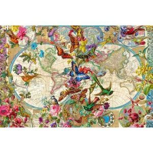 Puzzle Harta Lumii Cu Fauna Si Flora, 3000 Piese imagine