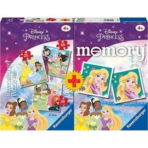 Puzzle + Joc Memory Printesele Disney, 25/36/49 Piese imagine