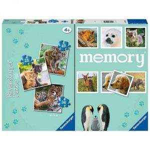 Puzzle + Joc Memory Animale, 25/36/49 Piese imagine