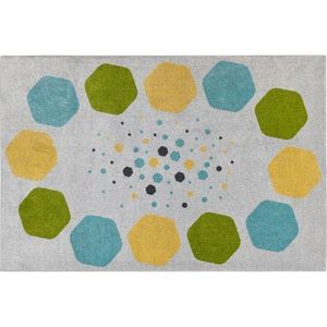 Covor dreptunghiular gri cu hexagoane colorate, 2x3 m, gradinita, scoala imagine