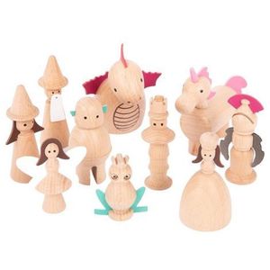 Set 10 figurine din lemn Lumea Basmelor imagine