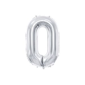 Balon folie cifra 0 argintiu 86 cm imagine
