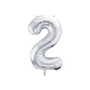Balon folie cifra 2 argintiu 86 cm imagine