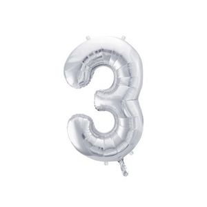 Balon folie cifra 3 argintiu 86 cm imagine