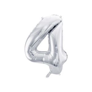 Balon folie cifra 4 argintiu 86 cm imagine