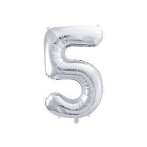 Balon folie cifra 5 argintiu 86 cm imagine