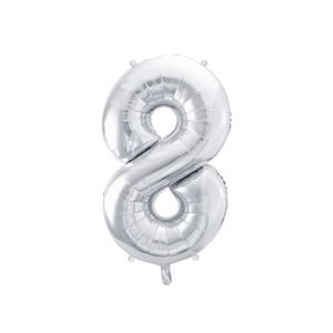 Balon folie cifra 8 argintiu 86 cm imagine