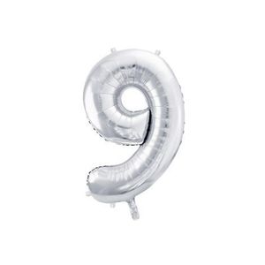 Balon folie cifra 9 argintiu 86 cm imagine