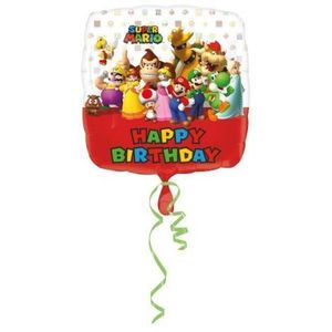 Balon folie happy birthday super mario 45 cm imagine