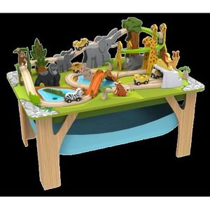 Circuit din lemn cu masinute si masa de joaca incluse Aventura Safari imagine