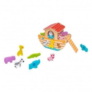 Jucarie din lemn pentru copii si bebelusi de sortat Arca lui Noe Globo cu 12 animale incluse imagine