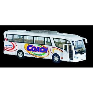 Autobuz sportiv die-cast Coach, cu functie pull-back, 18 cm lungime, alb imagine