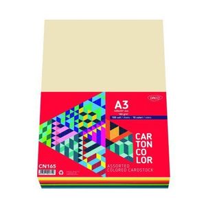 Set 100 coli carton colorat format A3, 160 gr pe mp, 10 culori diferite imagine