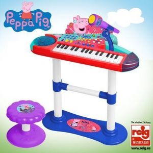 Keyboard electronic cu microfon si scaunel Peppa Pig imagine