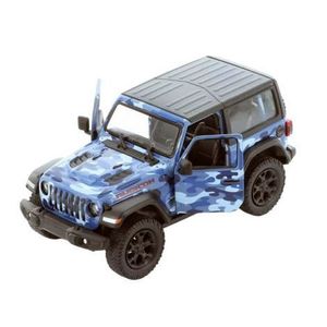 Masinuta die-cast Jeep Wrangler 2018, scara 1: 34, cu functie pull-back, 12.5 cm lungime, cu capota, albastra imagine
