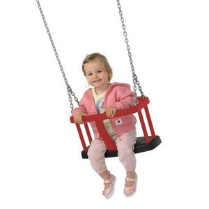 Leagan pentru bebelusi, negru cu rosu, cu lant 2.5 m, ideal si pentru spațiile publice, KBT imagine