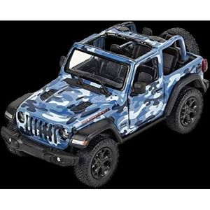 Masinuta die-cast Jeep Wrangler 2018, scara 1: 34, cu functie pull-back, 12.5 cm lungime, fara capota, albastra imagine