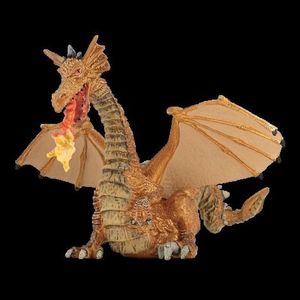 Papo Figurina Dragon Auriu Inaripat Cu Flacara imagine