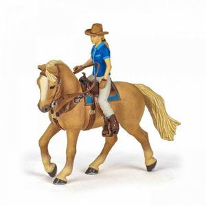 Papo Figurina Set Cowgirl (vacarita) Pe Cal Usa imagine