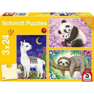 Puzzle 3 x 24 piese - Panda, Lama, Sloth | Schmidt imagine