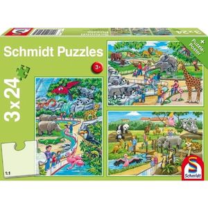 Puzzle 3 x 24 piese - O zi la Zoo | Schmidt imagine