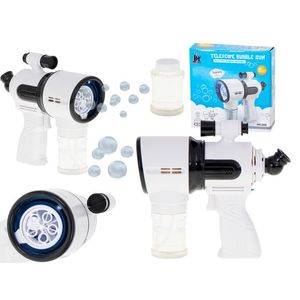Pistol telescopic pentru baloane de sapun cu 2 rezerve de lichid White imagine