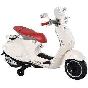 HOMCOM Motocicleta Jucarie cu Licenta Oficiala Vespa, pentru Copii 3+ Ani, cu 2 Roti Suplimentare, Lumini si Sunete, 108x49x75cm Roz | Aosom RO imagine