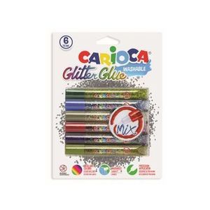 Lipici Glitter, lavabil, 6 culori, Carioca Glitter Glue Mix imagine