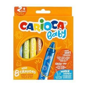 Creioane cerate Carioca Baby Wild Crayons, rotunde, solubile in apa, 8 culori imagine