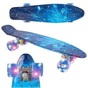 Skateboard cu LED-uri pentru copii 56x15cm Glowing Galaxy imagine