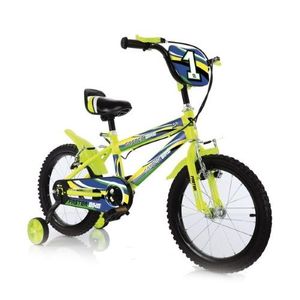 Bicicleta pentru copii 12 inch Magik BikesStartPro 2 frane de mana si roti ajutatoare Galben Neon imagine