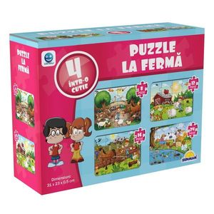 Puzzle 4 in 1, Smile Games, Animale de la ferma (8, 12, 16, 24 piese) imagine