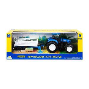 Tractor cu remorca si figurina, New Ray, New Holland T7.270, 1: 32 imagine