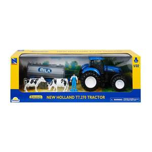 Tractor cu rezorvor de lapte si figurina, New Ray, New Holland T7.270, 1: 32 imagine