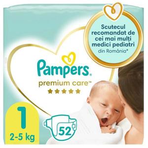 Scutece pentru Nou-nascuti - Pampers Premium Care Newborn, marimea 1 (2-5 kg), 52 buc imagine