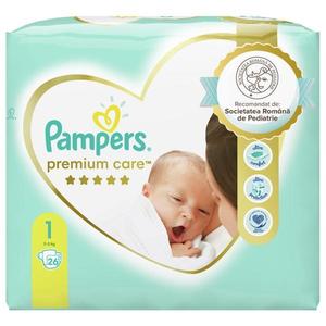 Scutece pentru Nou-nascuti - Pampers Premium Care Newborn, marimea 1 (2-5 kg), 26 buc imagine