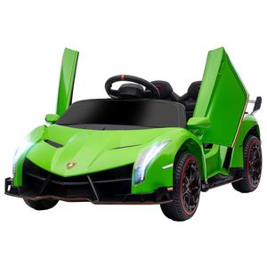 Lamborghini Veneno Electric cu Licenta 12V pentru Copii cu Usi Tip Fluture, Baterie Portabila, Claxon, pentru 3-6 ani, Verde HOMCOM | Aosom RO imagine