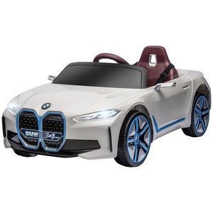 HOMCOM Masinuta Electrica pentru Copii BMW i4 cu Licenta de 12V cu Telecomanda, Baterii Portabile, Muzica, Claxon, pentru 3-6 ani Alb | Aosom RO imagine