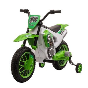 Motocicleta de Cros Electrica HOMCOM pentru Copii de 3-5 ani, Baterie 12V Reincarcabila 106, 5x51, 5x68cm, Verde | Aosom RO imagine