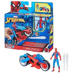 Figurina cu motocicleta, Marvel Spider- Man, Web Blast Cycle, 10 cm imagine