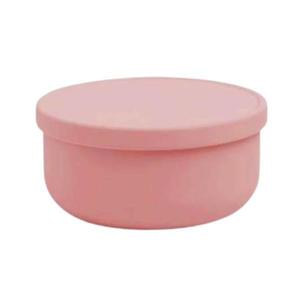 Caserola rotunda cu capac din silicon pentru mancare, Roz, 13 cm imagine