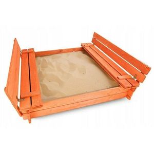Cutie de nisip New Baby cu bancute si trapa din lemn, 20x120x20 cm 3 ani+ Orange imagine