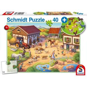 Puzzle 40 piese - Fun Farm with Figurines | Schmidt imagine